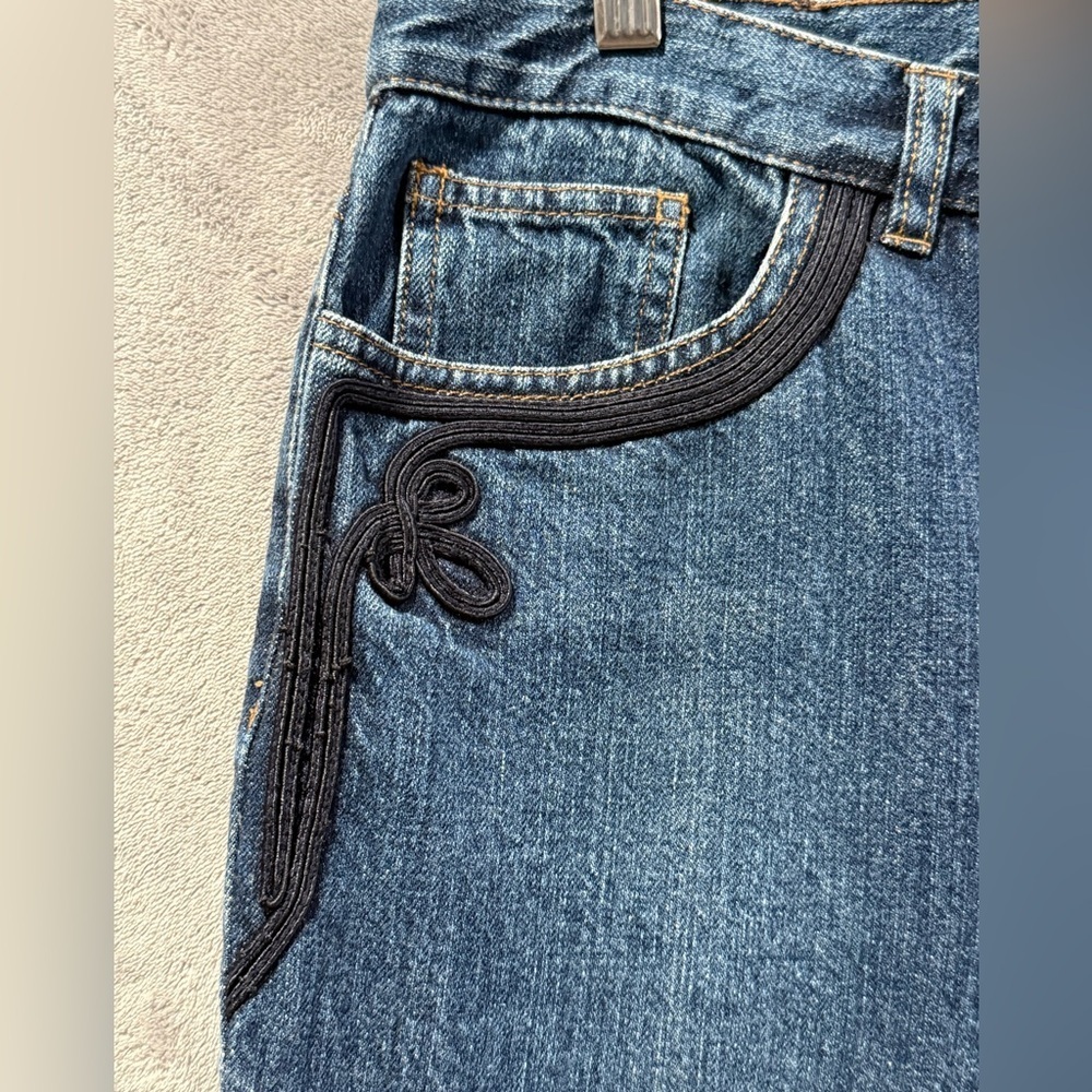 Vintage Ralph Lauren Jeans Women’s Size 12 Embroidered Pockets Wide Straight Leg - Picture 3 of 11
